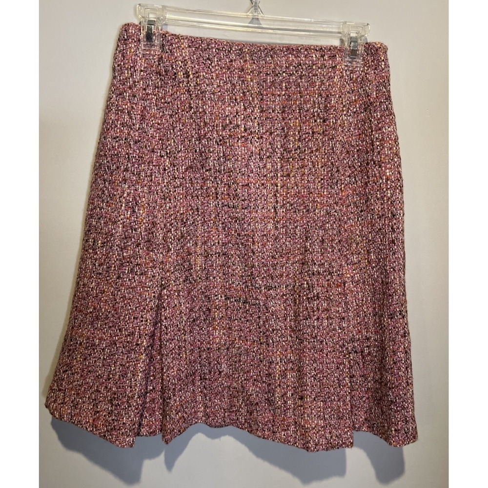 Neiman Marcus Exclusive Tweed Pink Tan Fit N Flair Skirt Sz 4 Career 90s